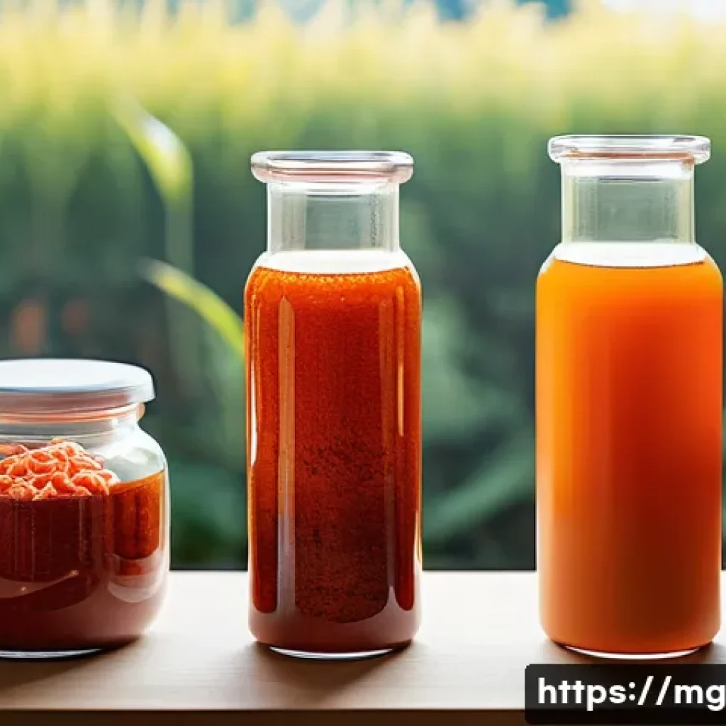 전통 음식과 현대 음식의 차이 - **Traditional Fermentation Meets Modern Insight:** An artistic close-up shot of various traditional ...